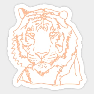 Peach Fuzz Minimal Tiger Face Sticker